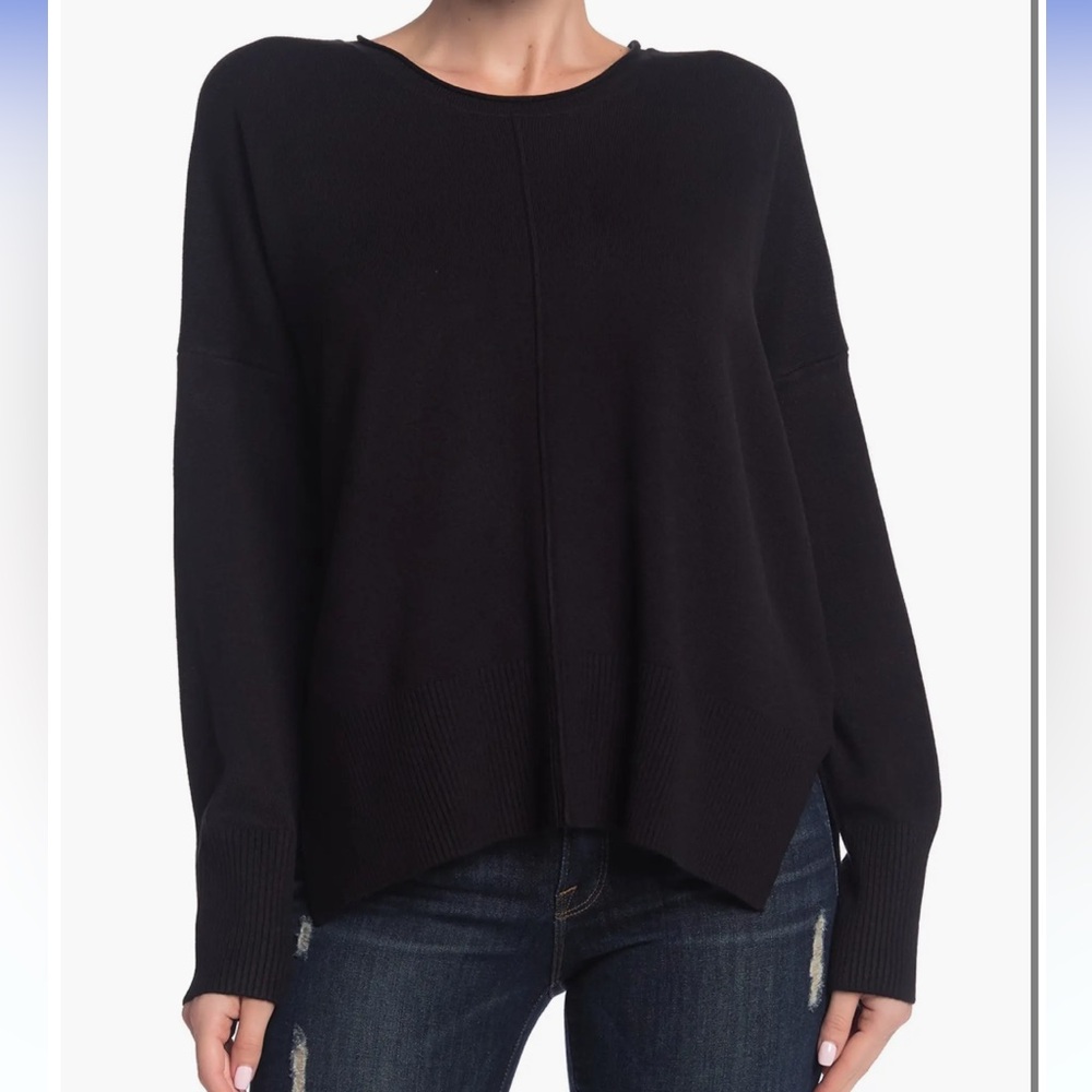 Nordstrom French Connection Black Crew Neck Sweater with Seam Detail